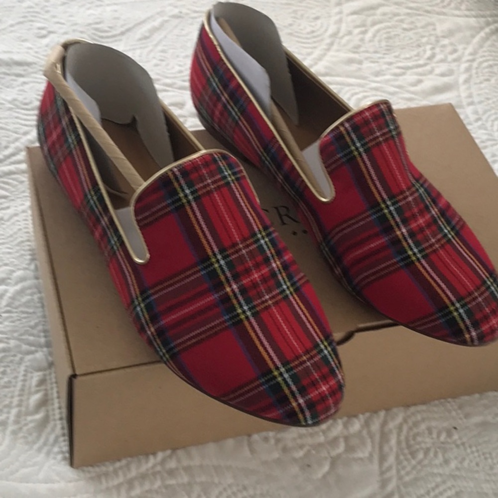 J Crew Tartan Plaid Smoking Loafers NIB